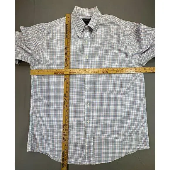Brooks Brother’s Men’s Large Non-Iron 100% Cotton Plaid Multicolor Button Down - Picture 3 of 8